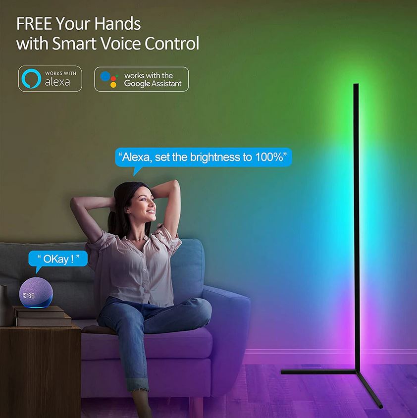 RGB LED Dimmable Corner Floor Lamp 150cm
